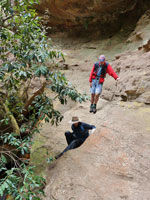 A tricky traverse in Yileene Canyon